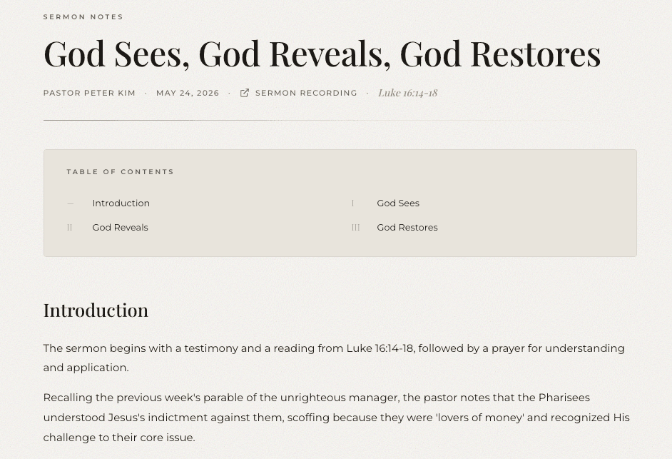 TheBerean sermon notes page